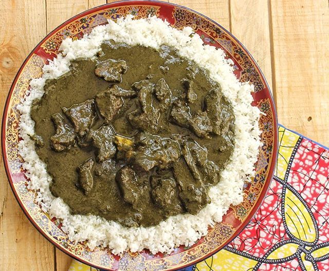 Fakoye sauce with rice at 450 XOF or 0.77 USD